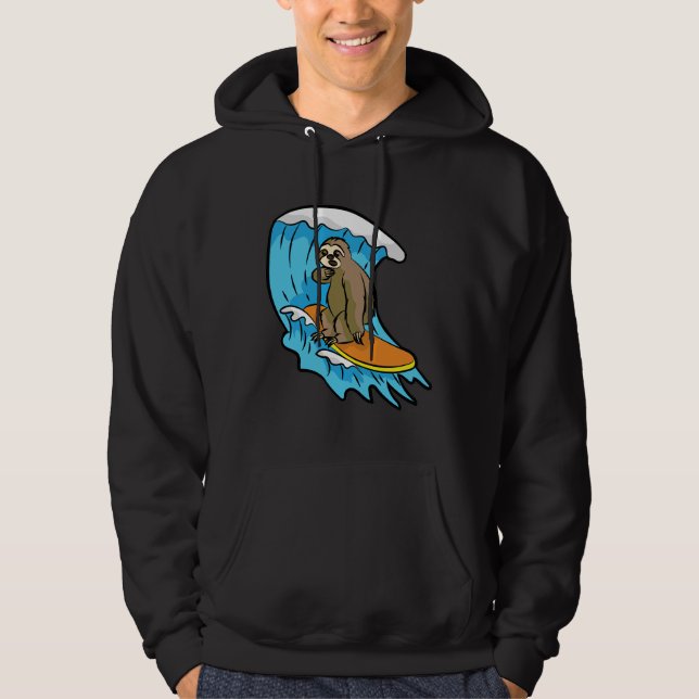 Veste À Capuche Lazy Surfing Sloth Surfboard Wave Riding (Devant)
