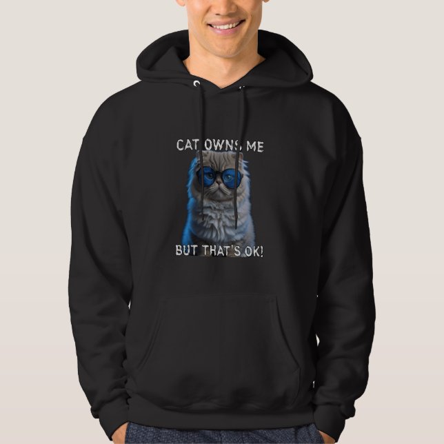 Veste À Capuche Le chat m'appartient, Papa de chat drôle, Maman de (Devant)