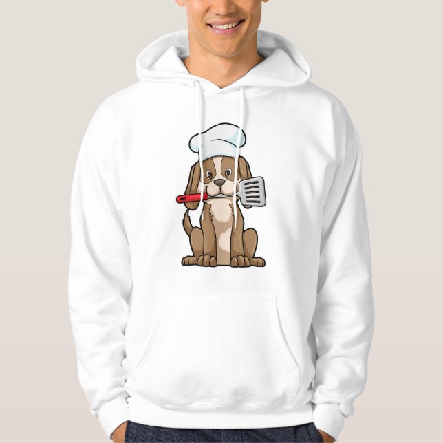 Veste À Capuche Le chien cuisinier avec le casquette et la spatule (Devant)