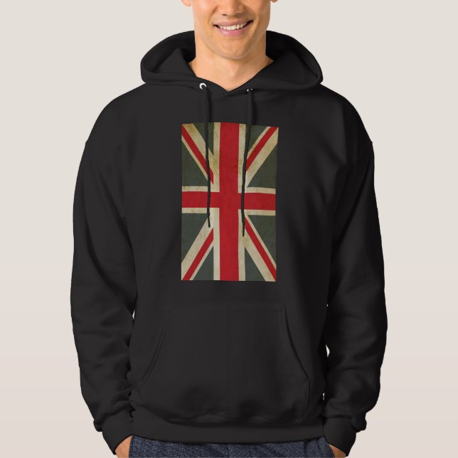 Veste À Capuche Le drapeau britannique Union Jack Hommes Noir (Devant)