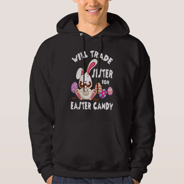 Veste À Capuche Le Lapin Mange Des Oeufs De Chocolat Vont Échanger (Devant)