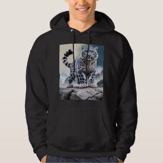 Veste À Capuche Le léopard des neiges majestueux sur la falaise ro