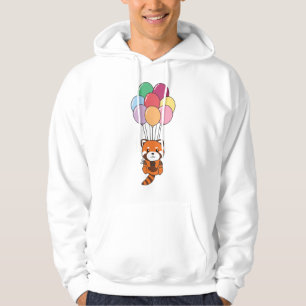 Veste À Capuche Le Panda Rouge S'Envole Avec Des Ballons Colorés