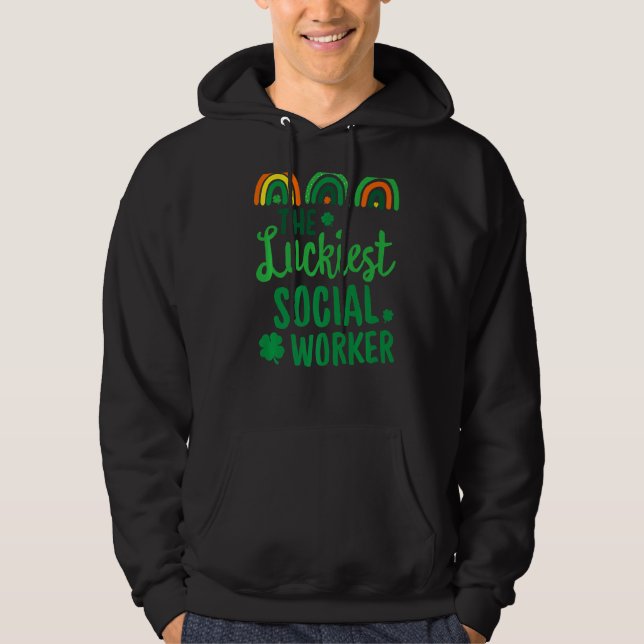 Veste À Capuche Le plus chanceux travailleur social Saint Patrick' (Devant)