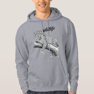 Veste À Capuche Léopard de minuit, illustration de faune et flore