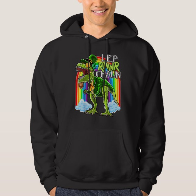 Veste À Capuche Leprawrchaun St Patrick Day T Rex Dinosaur Lepre (Devant)