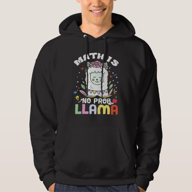 Veste À Capuche Les maths c'est pas un problème Lama  Prof de math (Devant)