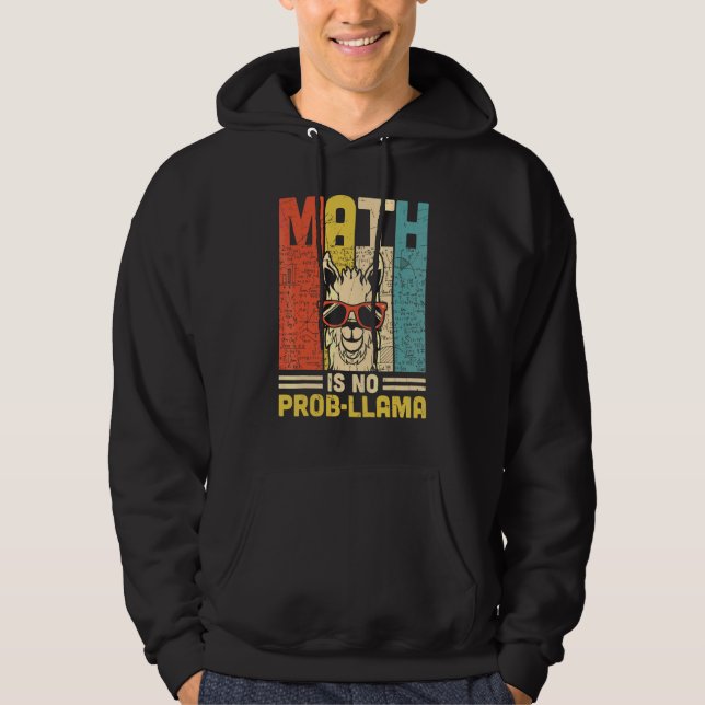 Veste À Capuche Les maths rétro c'est pas un problème Lama Prof de (Devant)