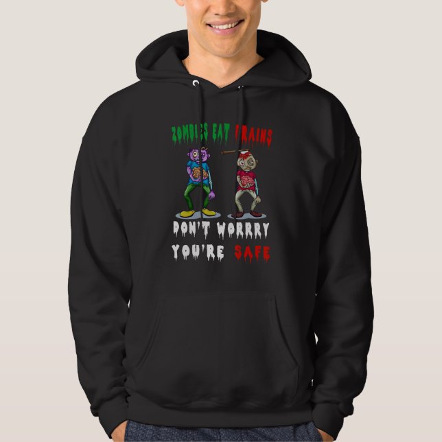 Veste À Capuche les zombies mangent des cerveaux ne t'inquiète pas (Devant)