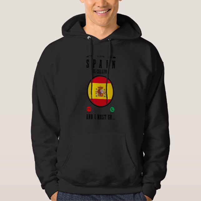 Veste À Capuche L'Espagne appelle, je dois partir Drapeau espagnol (Devant)