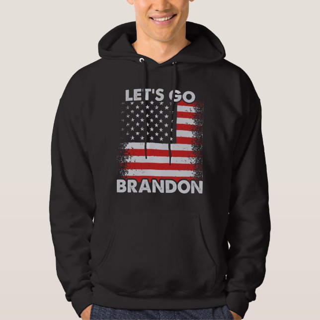 Veste À Capuche Let's Go Brandon with US Flag Black Hoodie (Devant)