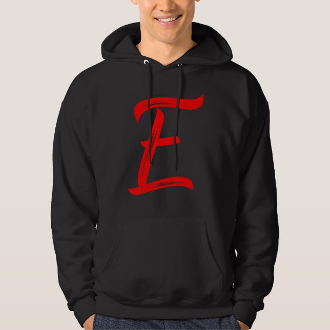 Veste À Capuche Letter E Alphabet Large Red Graphic Initial (Devant)
