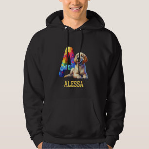 Veste À Capuche Lettre Chiens mignons Alessa Nom Chien arc-en-ciel