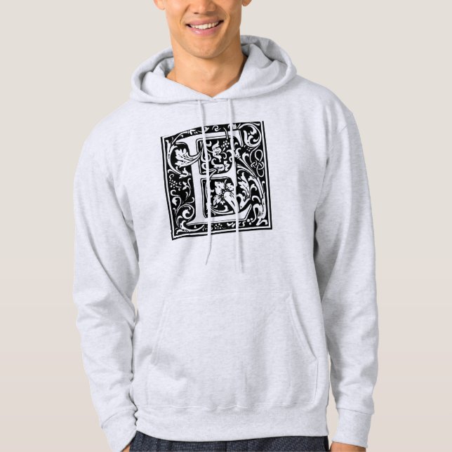 Veste À Capuche Lettre E Monogramme médiéval Art Nouveau (Devant)