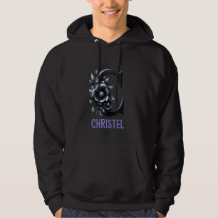 Veste À Capuche Lettre Florale noire Christel Alphabet Nom de la f