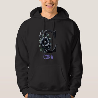 Veste À Capuche Lettre Florale noire Cora Alphabet Girl Name