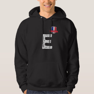 VESTE À CAPUCHE LETTRE FRANÇAISE HUMANITAIRE E FRANÇAISE BLEUE