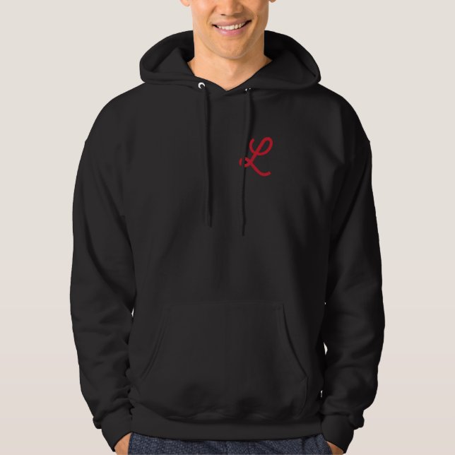Veste À Capuche Lettre L Script Cursive Rouge (Devant)