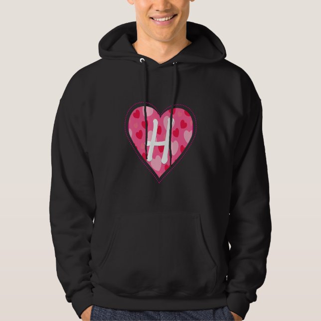Veste À Capuche Lettre Monogramme initiale mignonne H Motif cardia (Devant)