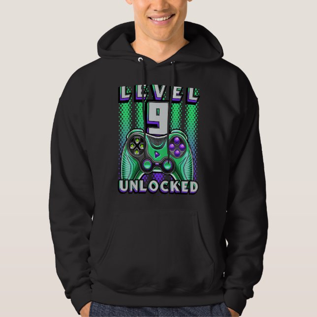 Veste À Capuche Level 9 Unlocked Video Game 9th Birthday Gamer Bo (Devant)