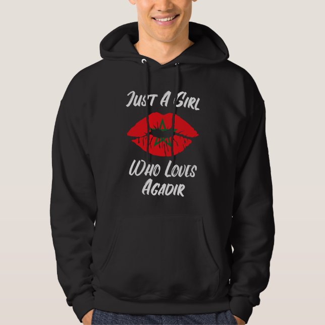 Veste À Capuche Lèvres Bouche Amour Drapeau Marocain Agadir (Devant)