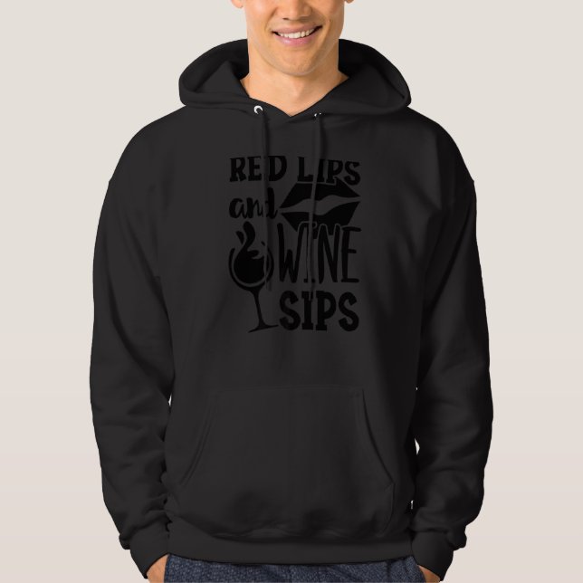 Veste À Capuche Lèvres Rouges Et Sièges À Vins Boisson De Vin (Devant)
