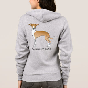 Veste À Capuche Lévrier Italien Fauve Et Blanc Avec Texte Personna