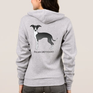 Veste À Capuche Lévrier Italien Noir Et Blanc Avec Texte Personnal