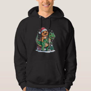 Veste À Capuche Lézard de Noël chevauchant un T-Rex, un Noël amusa