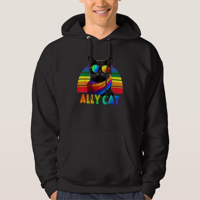 Veste À Capuche LGBT Ally Cat Be Kind Gay Rainbow  LGBTQ Flag Gay  (Devant)