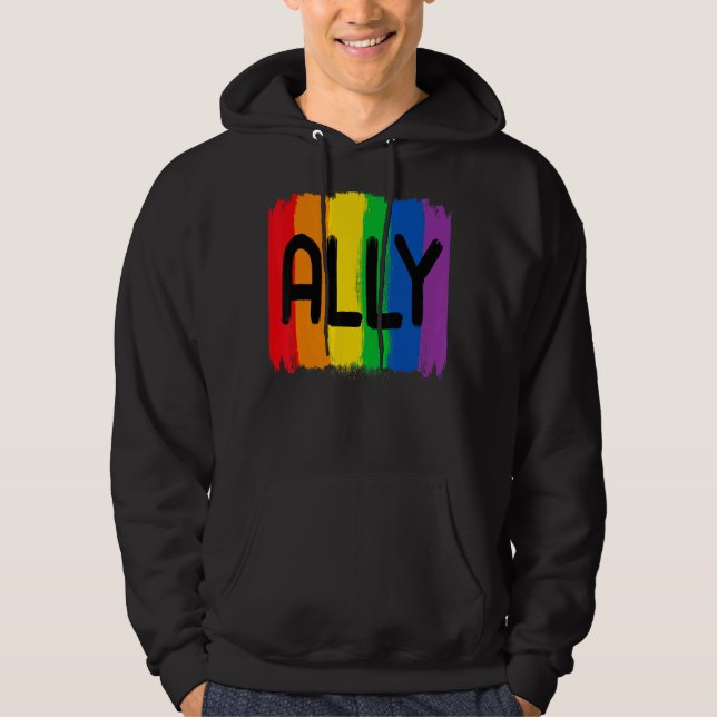 Veste À Capuche Lgbtq Ally Lgbt Lesbian Gay Bisexual Pride Mois (Devant)