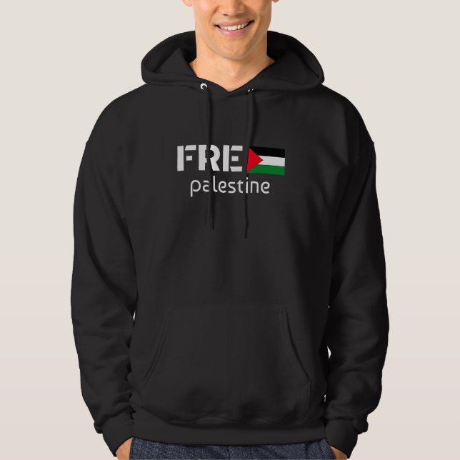 Veste À Capuche Libérez La Citation De Palestine Avec Drapeau Pour (Devant)