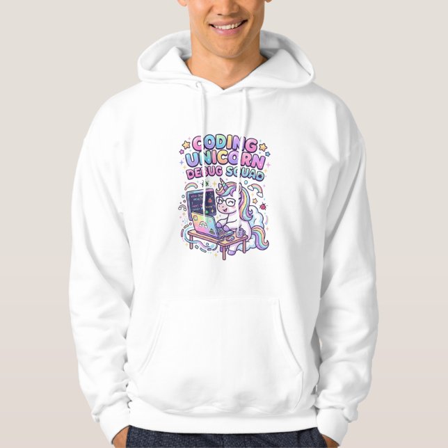 Veste À Capuche Licorne Coding Licorne Debug Squad Marché Charmant (Devant)