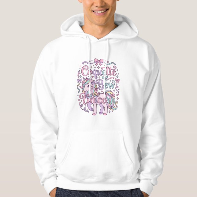 Veste À Capuche Licorne Coquette Bow Licorne Mignon Graphique Past (Devant)