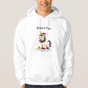 Veste À Capuche licorne festive Believe in Magic portant un Christ