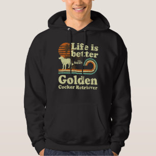 Veste À Capuche Life Better Golden Cocker Retriever Chien Vintage 