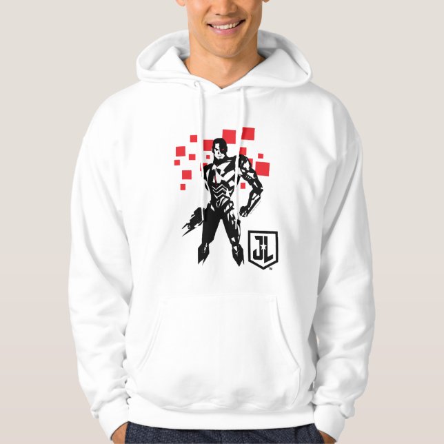 Veste À Capuche Ligue de Justice | Cyborg Digital Noir Pop Art (Devant)