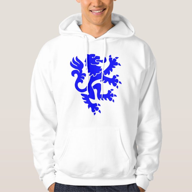 Veste À Capuche Lion héraldique 01 - Bleu (Devant)