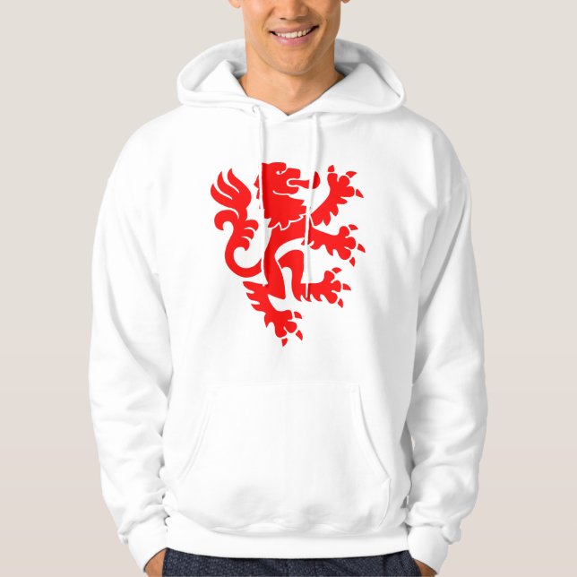Veste À Capuche Lion héraldique 01 - Rouge (Devant)
