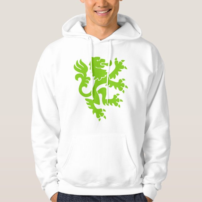 Veste À Capuche Lion Héraldique 01 - Vert Martien (Devant)