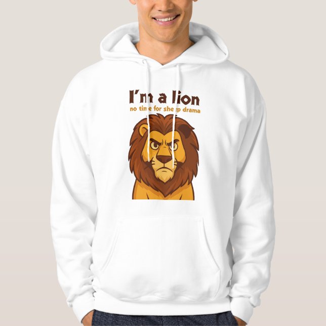 Veste À Capuche lion pas de temps pour le drame de mouton Blanc Mo (Devant)