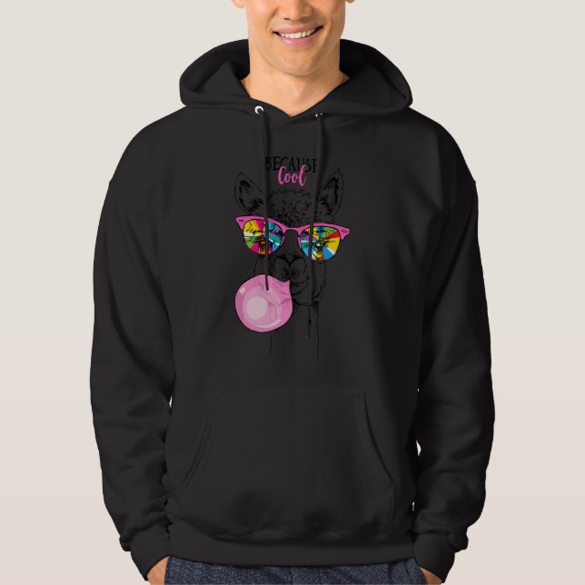 Veste À Capuche Llama drôle avec des lunettes arc-en-ciel, bubble  (Devant)