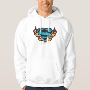 Veste À Capuche Logo bleu de Supergirl avec des flammes