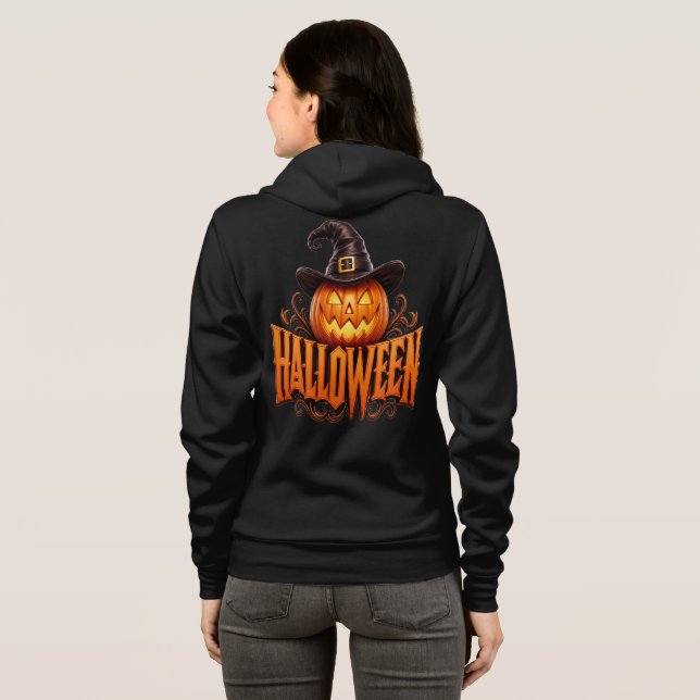 Veste À Capuche Logo de citrouille 3D de luxe Halloween avec chape (Dos entier)