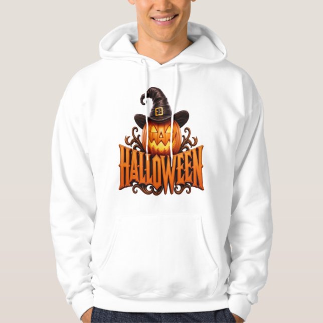 Veste À Capuche Logo de citrouille 3D Premium Halloween avec chape (Devant)