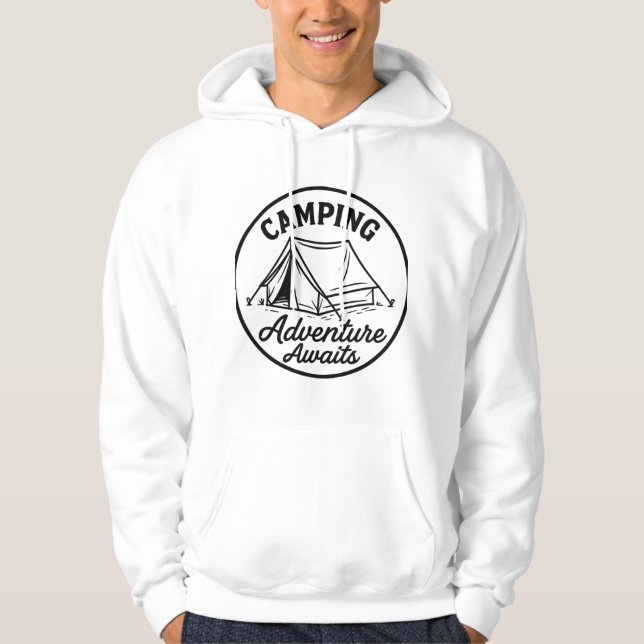 Veste À Capuche Logo de la tente de camping en cercle noir (Devant)