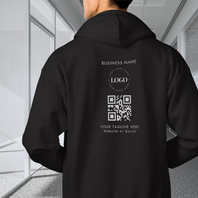 Veste À Capuche Logo de l'entreprise personnalisée QR Code et text (Créateur téléchargé)