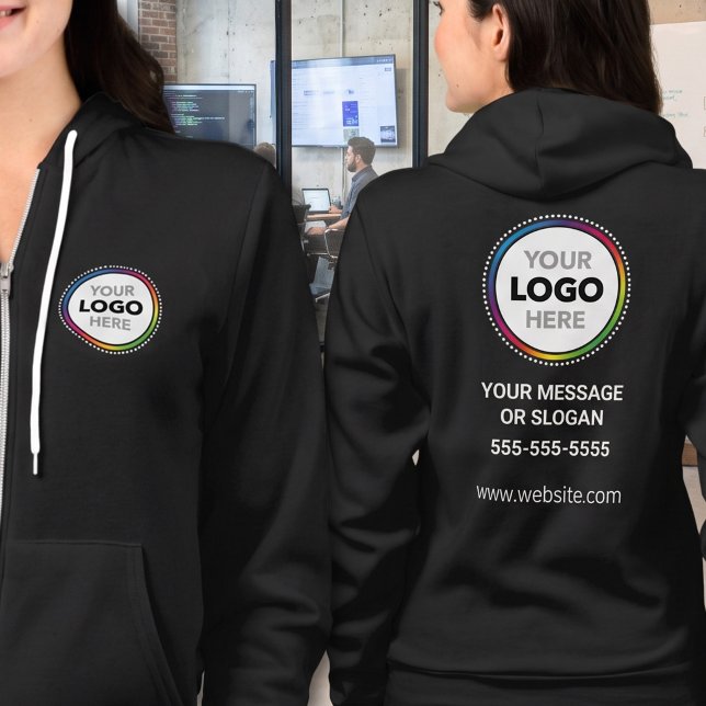 Veste À Capuche Logo d'entreprise - Impression avant et arrière su (Créateur téléchargé)