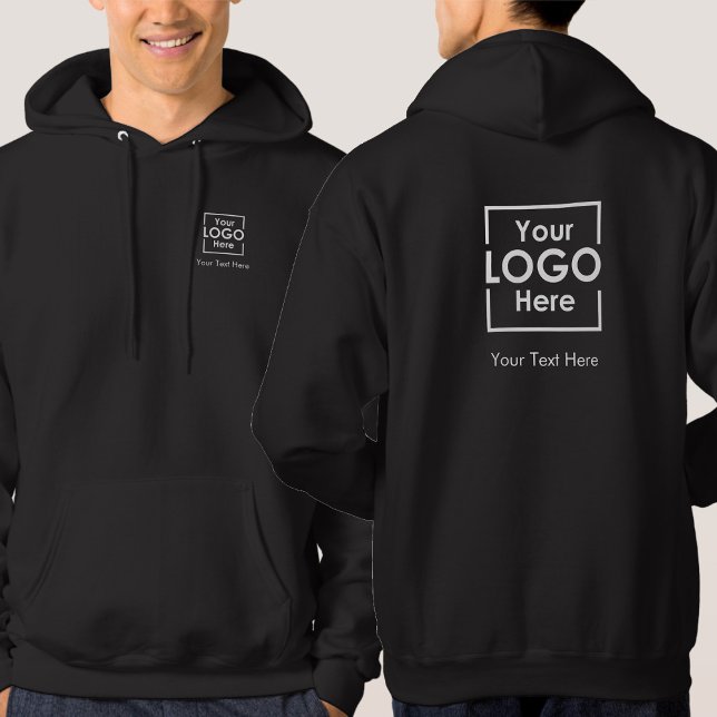 Veste À Capuche Logo d'entreprise personnalisé simple Texte avant  (Simple Personalized Business Logo Text Front Back Hoodie)