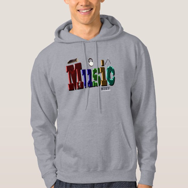 Veste À Capuche Logo D'Image De Musique Avec Instruments, (Devant)